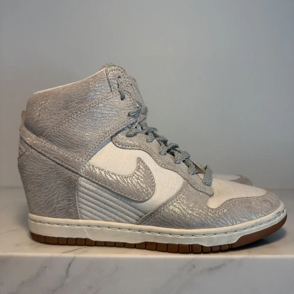 Nike Dunk Sky High Vintage Sail Metallic Silver Women’s Sneaker 8.5 Vtg Tumblr